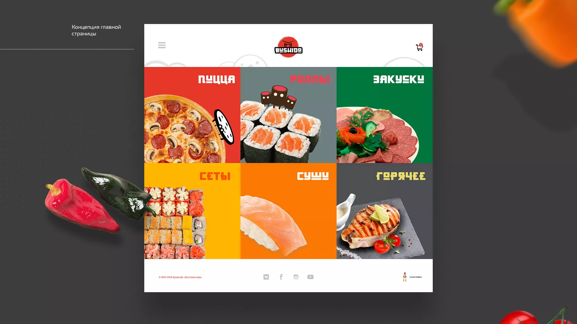 Разработка сайта для пиццерии «BUSHIDO» в Заволжье